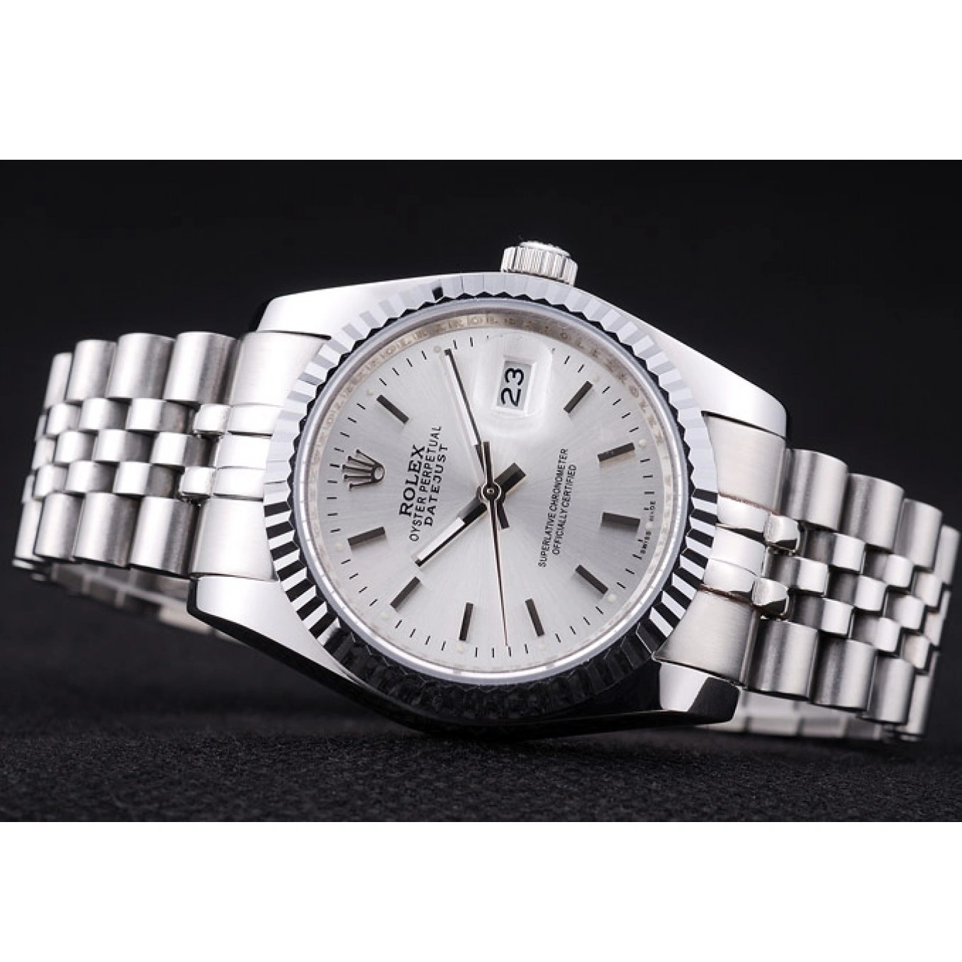 AAA replica watch Rolex Dial Silver Ribbed Bezel 7457 Datejust 1026